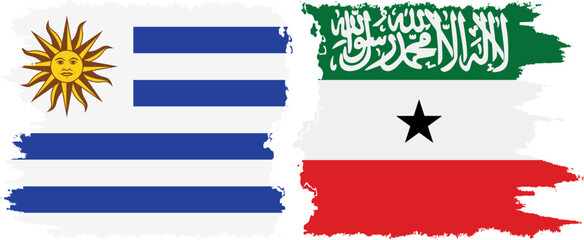 Somaliland and Uruguay grunge flags connection, vector