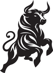 Black silhouette style Bull design with white background