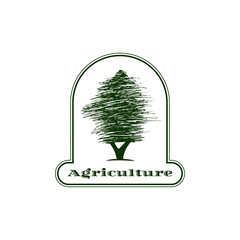 hand drawn tree logo vector. Tree vector silhouette.