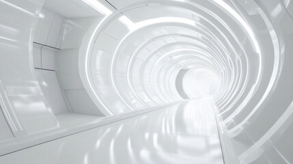 Obraz premium long hallway with white futuristic background