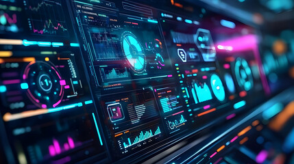 Obraz premium Futuristic Dashboard with Data Visualization Elements