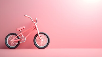 Fototapeta premium 3D Photorealistic Toy Bicycle in Soft Pink Background