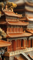 Obraz premium Intricate model of traditional Asian architecture