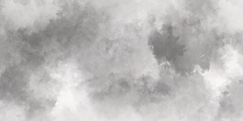 Abstract white and gray isolated cloud cumulus clouds. Gray aquarelle painted realistic fog or mist smoky textured canvas design. White and ash messy wall stucco texture background.	
