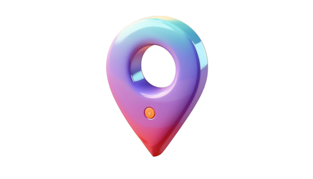 Map pointer 3d icon cartoon style floating on transparent background