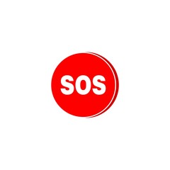 SOS distress signal icon isolated on white background.