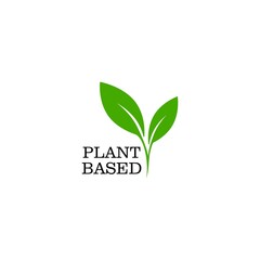 Plant based vegan badge eco icon. isolated on white background.