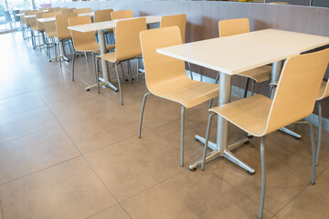 Eating table and chair in resturant