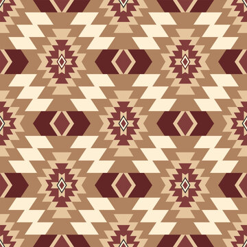 Geometric pattern art. American native vector illustration. Ethnic South Western design in hot tone color. Design for wrapping paper, wallpaper, background, clothing, carpet, decorative, textile.