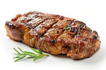 steak fried piece of pork or beef meat on a white background