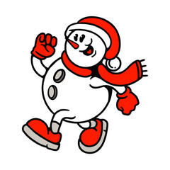 CHRISTMAS SNOWMAN CARTOON CHARACTER VECTOR ILLUSTRATION