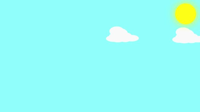 cloud animation moving left to right, sun shining brightly during the day, dry season, isolated background