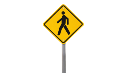 Pedestrian Crossing Sign on transparent background