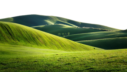 picturesque landscapes of green hills on transparent background