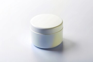 Mockup white cosmetic container on a high angle empty white background