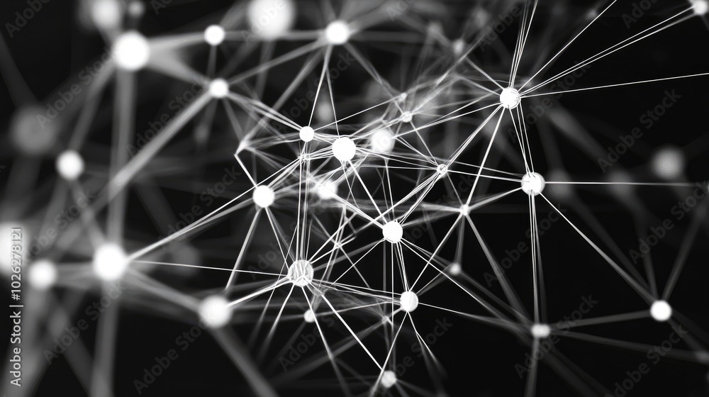 Fototapete a one-color minimalist background with white dots connected by glowing lines, forming an abstract ne
