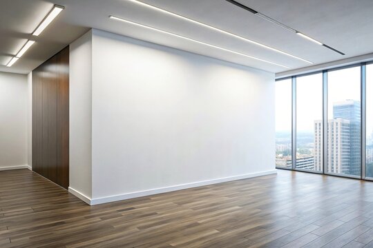 Modern and sleek white wall corner mockup in a firm setting