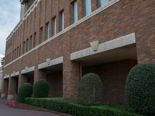 Old building style decorated by red block wall