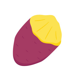 Sweet potato. Organic healthy vegetable. Fresh natural root. Made in vector cartoon flat style. Roasted sweet potato. Japanese Sweet potato.