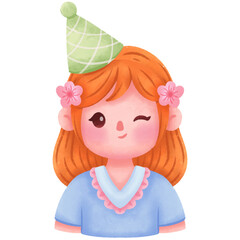Cute Flower Girl Birthday Avatar Watercolor