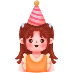 Cute Playful Girl Birthday Avatar Watercolor