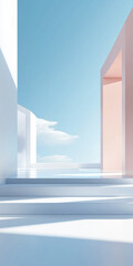 Minimalist Modern Architecture Perfect for Car and Product Ads, Featuring a Spacious, Clean Background Ideal for Displaying Vehicles with Modern Urban Charm, Ideal for Automotive Marketing