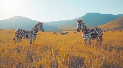 Obraz premium A zebra skin pattern overlay on a safari-themed background, the iconic black and white stripes adding a wild touch to the natural landscape.
