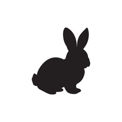 Rabbit silhouette. Easter Bunny. Isolated on white background. A simple black icon of hare. Cute animal. Ideal for logo, emblem, pictogram, print, design element for greeting card, invitation