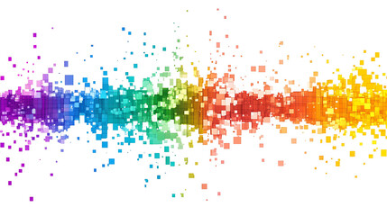 Abstract colorful pixelated wave on white background.