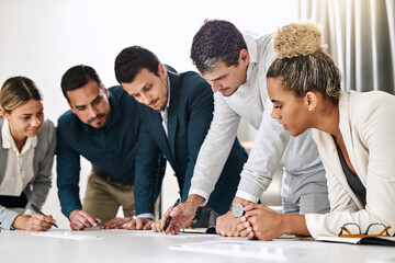 Meeting, people and feedback in office for business, brainstorming and project management....