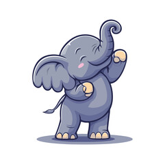 Cute elephant walking happy isolated cartoon animal illustration Flat Style Sticker Icon Design