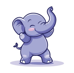 Cute elephant walking happy isolated cartoon animal illustration Flat Style Sticker Icon Design
