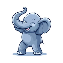 Obraz premium Cute elephant walking happy isolated cartoon animal illustration Flat Style Sticker Icon Design