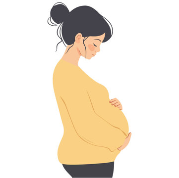 recommend clip art: Pregnant woman flat style illustration white background isolated pastel colors postcard mother