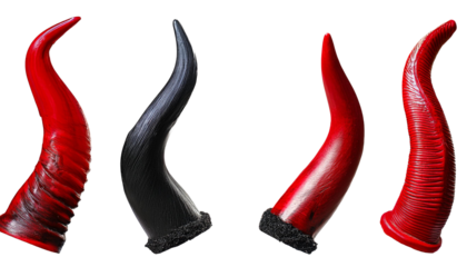 Set of devil demon satan horn on transparent background cutout. on transparent background