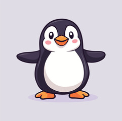 Cute Penguin cartoon in isolated background vector illustration