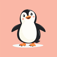 Cute Penguin cartoon in isolated background vector illustration