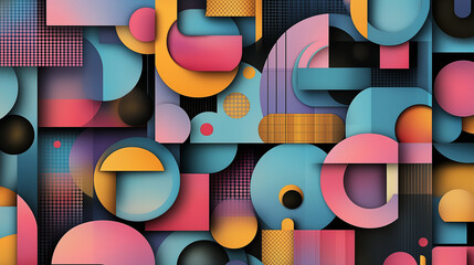 abstract geometric in multi-colored shades with geometric shapes and patterns. Minimalistic and attractive materialistic design