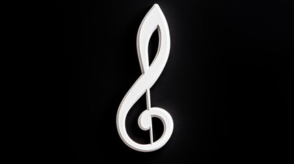 Fototapeta premium White treble clef symbol on a black background, artistic representation.