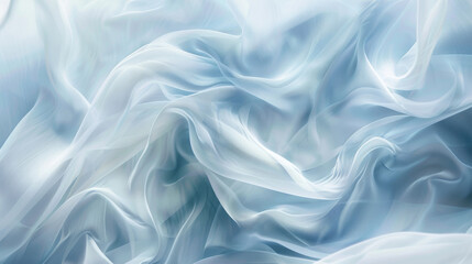 Obraz premium Abstract Soft Blue and White Silk Fabric Texture with Gentle Waves and Flowing Patterns