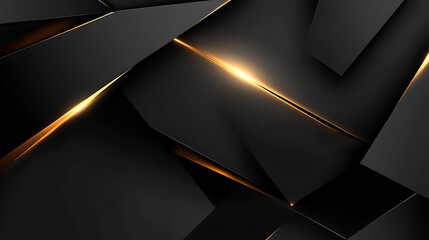 Abstract geometric black and gold background with glowing lines.