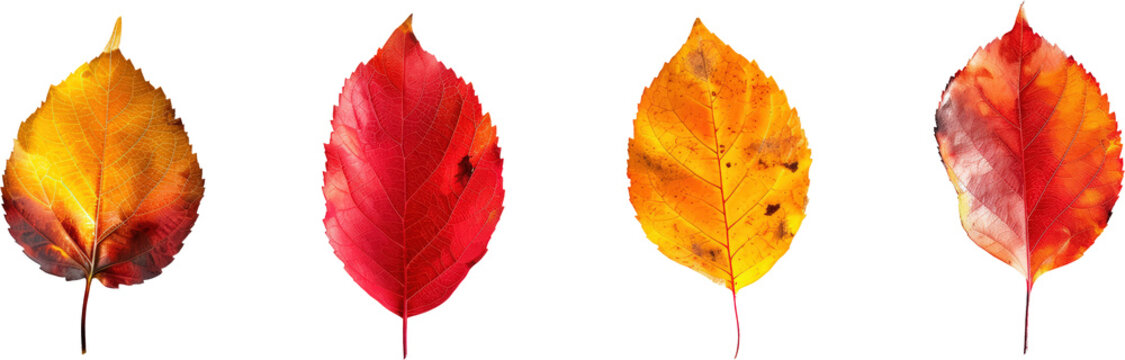 Four fall leaves on black