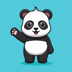 Obraz premium Cute panda waving paw Cartoon Vector