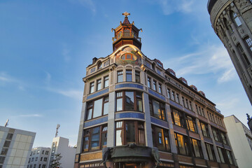 Leipzig, historisches Gebäude mit Kaffeehaus
