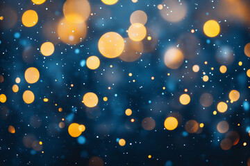 Fototapeta premium Snowfall bokeh lights on black background