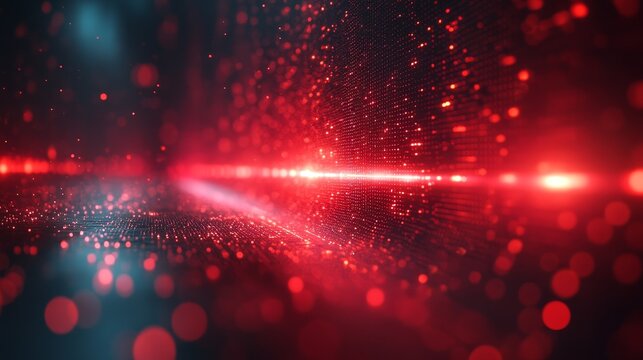 Bright red and green laser beams are emitted from the LiDAR sensor, forming complex patterns of dynamic reflection. The design showcases the precise technology behind the sensor