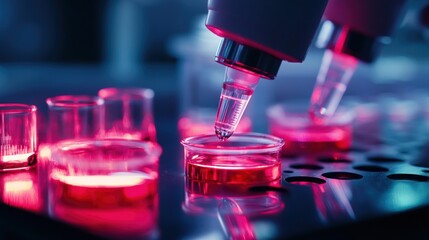Conceptual image of biopsy samples being prepared in a laboratory, showcasing medical technology and research