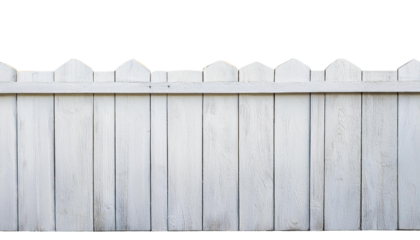 White wooden fence isolated on transparent background