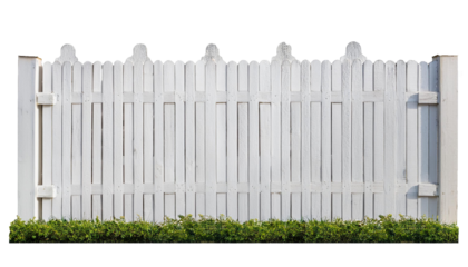 White wooden fence isolated on transparent background