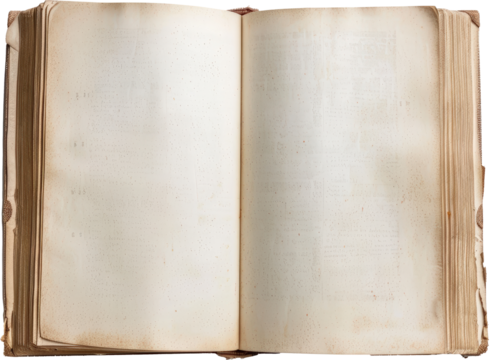 Open, vintage book pages